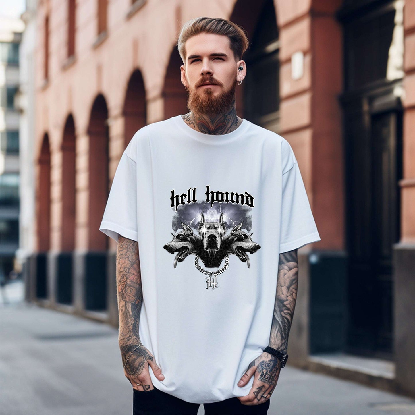 Hell Hound T-Shirt | Cerberus Three - Headed Dog Tee - Opendoor Accessories