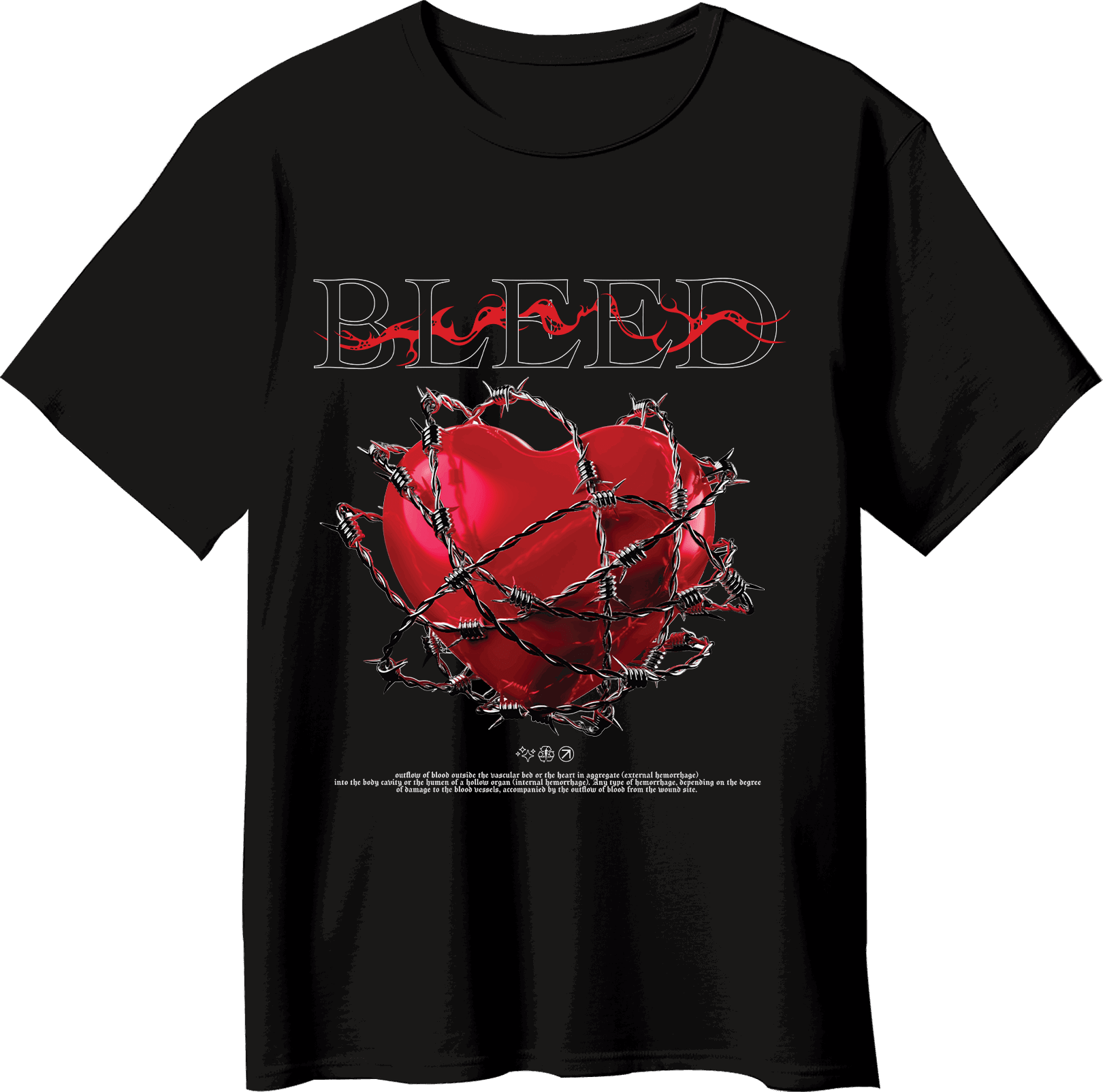 Bleed Barbed Wire Heart T-Shirt - Opendoor Accessories
