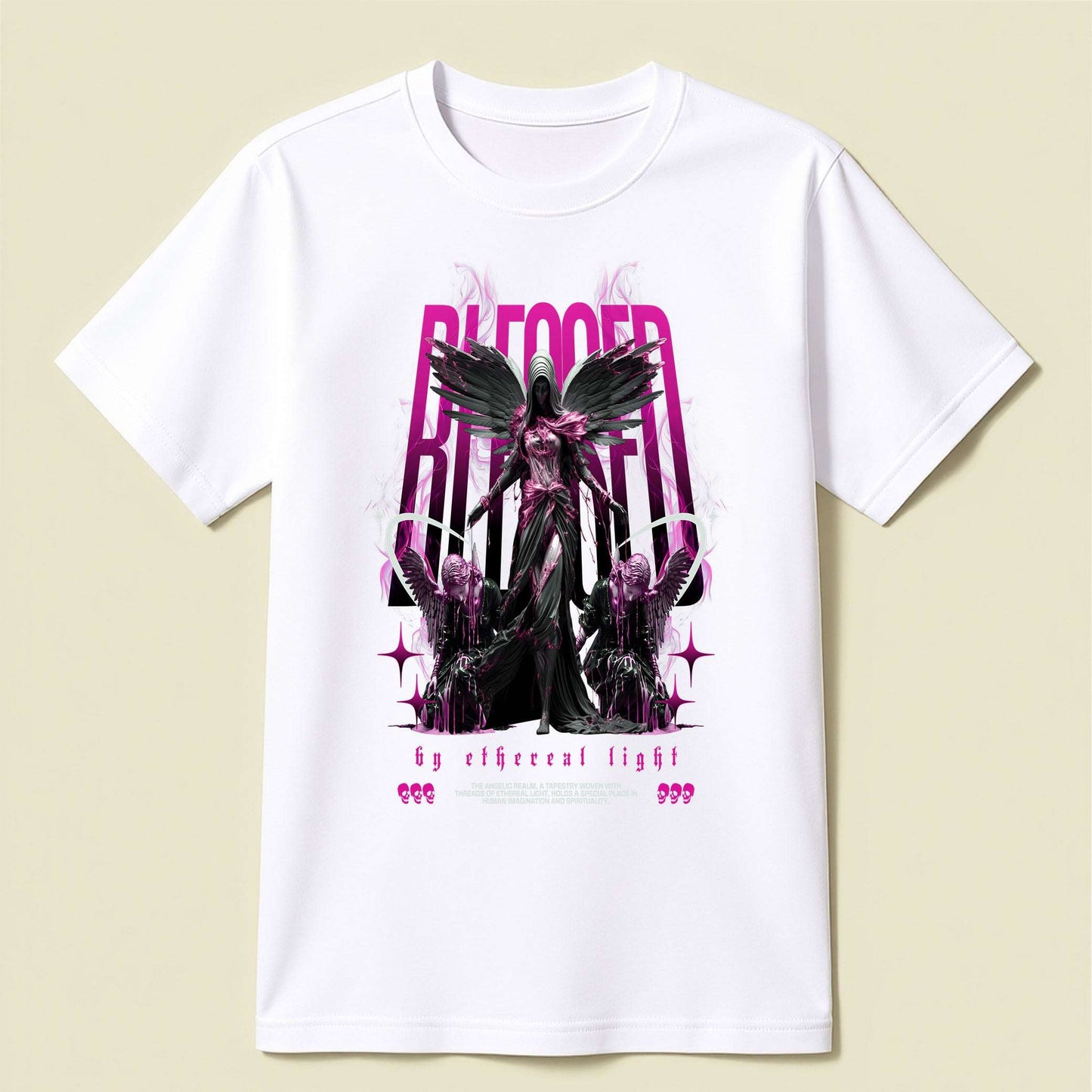 Blessed by Light Design - White Graphic T Shirt for Men - Opendoor Accessories