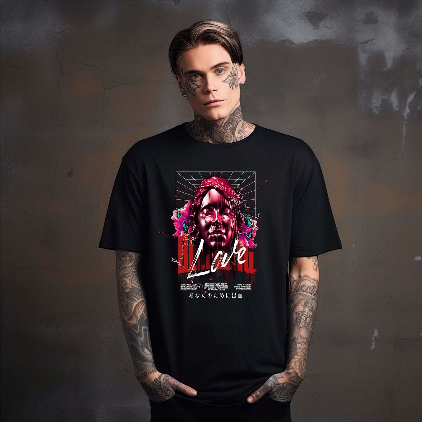 Blind Love Design - Black Graphic T Shirt for Men - Opendoor Accessories