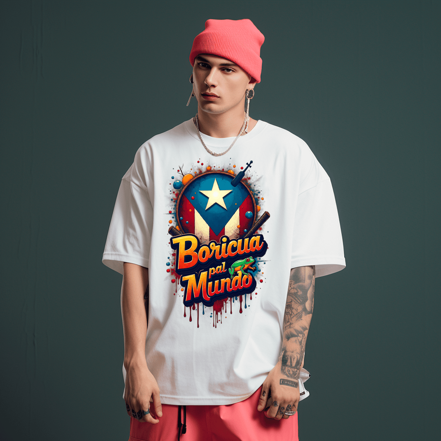 Boricua Pal Mundo T-Shirt (Graffiti Style) - Opendoor Accessories