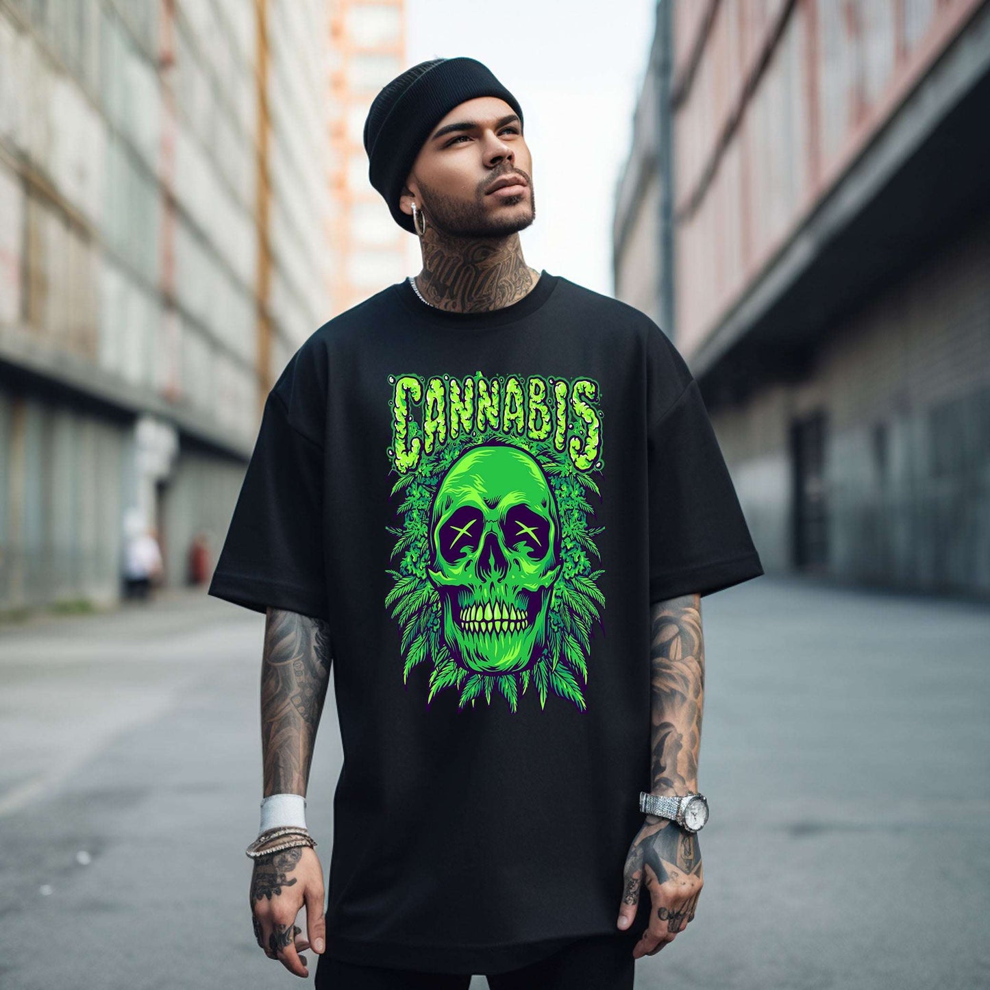 Cannabis Skull T-Shirt - Opendoor Accessories