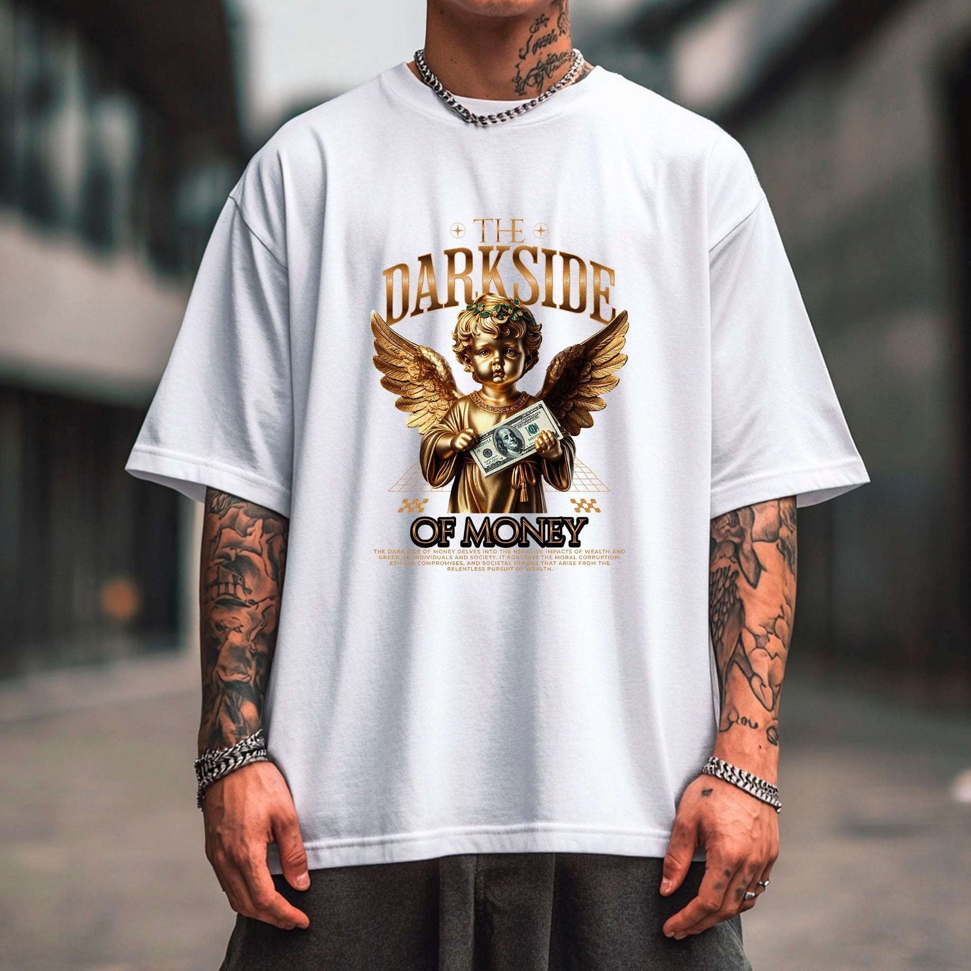 Darkside Of Money T-Shirt | Golden Angel Streetwear Tee - Opendoor Accessories