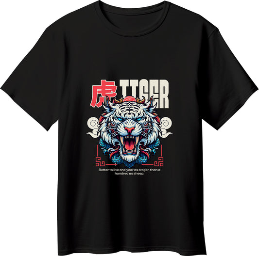 Furious Tiger T-Shirt | Japanese Aesthetic Streetwear Tee - Opendoor Accessories