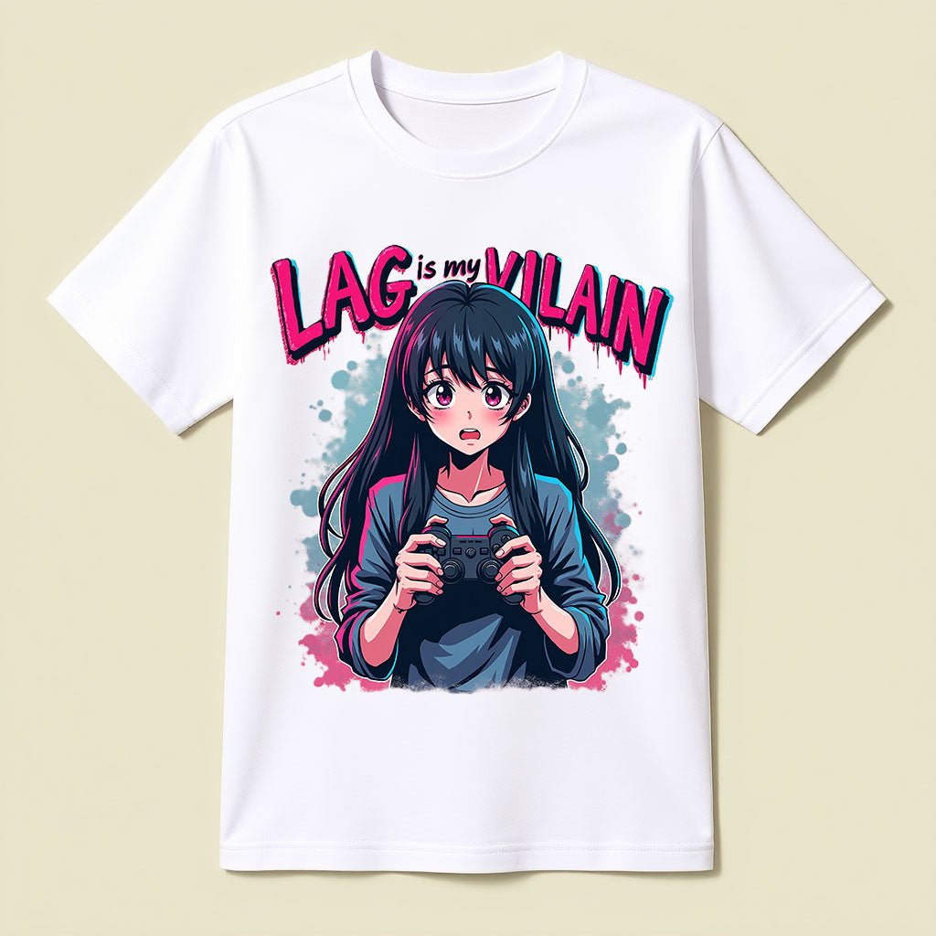 Lag is My Villain Gaming T-Shirt | Anime Gamer Graphic Tee - Opendoor Accessories