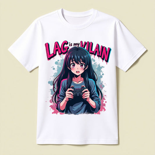Lag is My Villain Gaming T-Shirt | Anime Gamer Graphic Tee - Opendoor Accessories