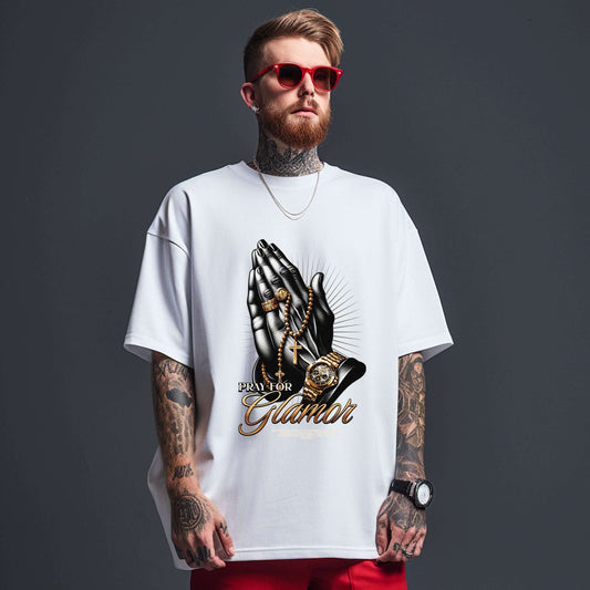 Pray for Glamour Graphic T-Shirt – White - Opendoor Accessories