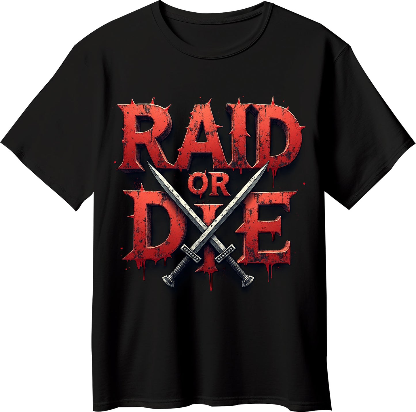 Raid or Die Gaming T-Shirt | Swords Gamer Streetwear Tee - Opendoor Accessories