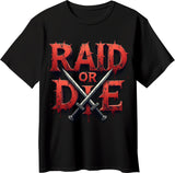 Raid or Die Gaming T-Shirt | Swords Gamer Streetwear Tee - Opendoor Accessories