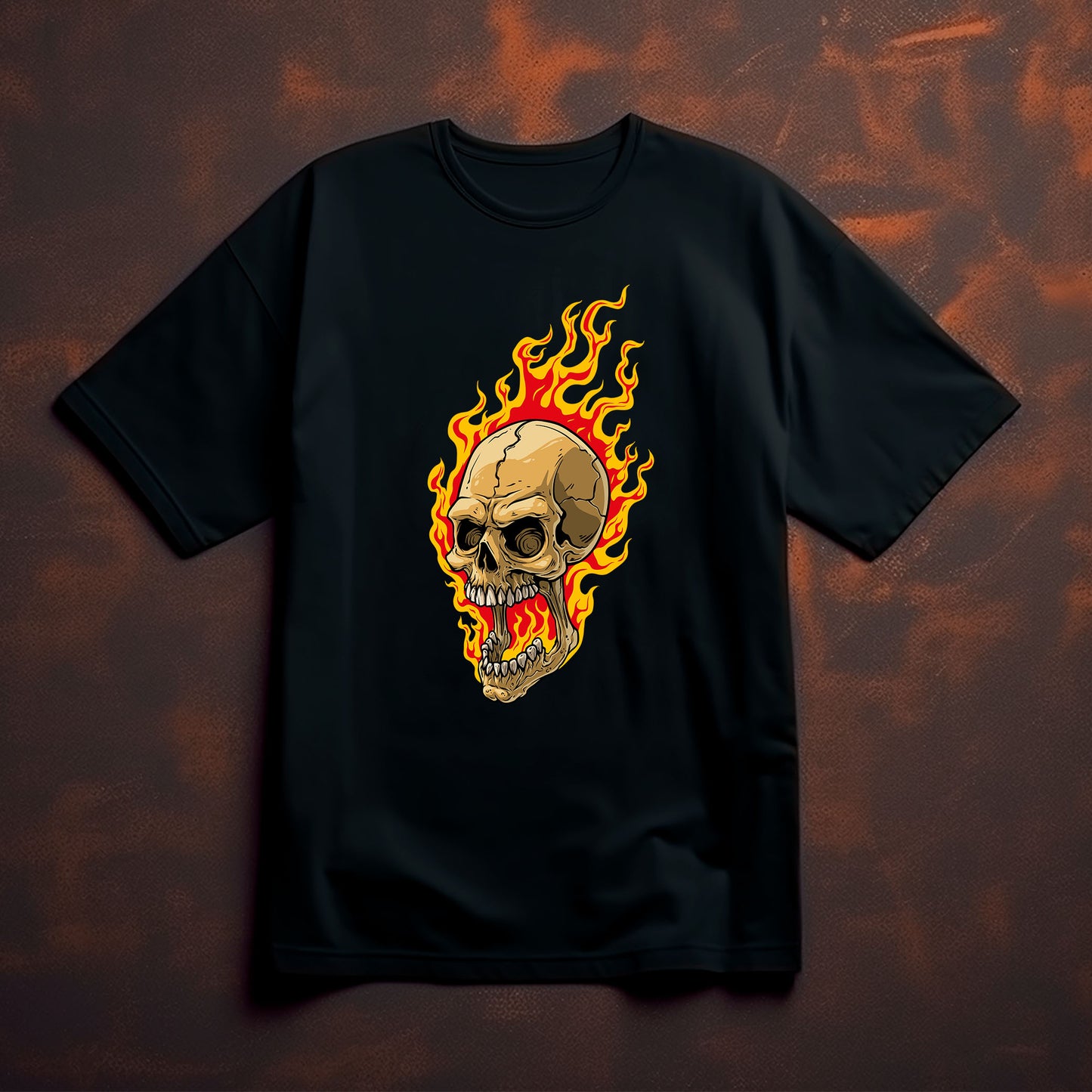Skull on Fire T-Shirt - Opendoor Accessories